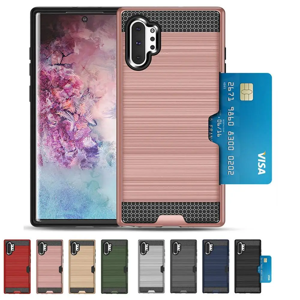 

For Samsung Galaxy Note 10+ 5G S10E S10 S8 S9 Plus S7 S6 Edge Card Slot Armor Cover For Samsung Note 10 Plus 5G Note 9 8 Case