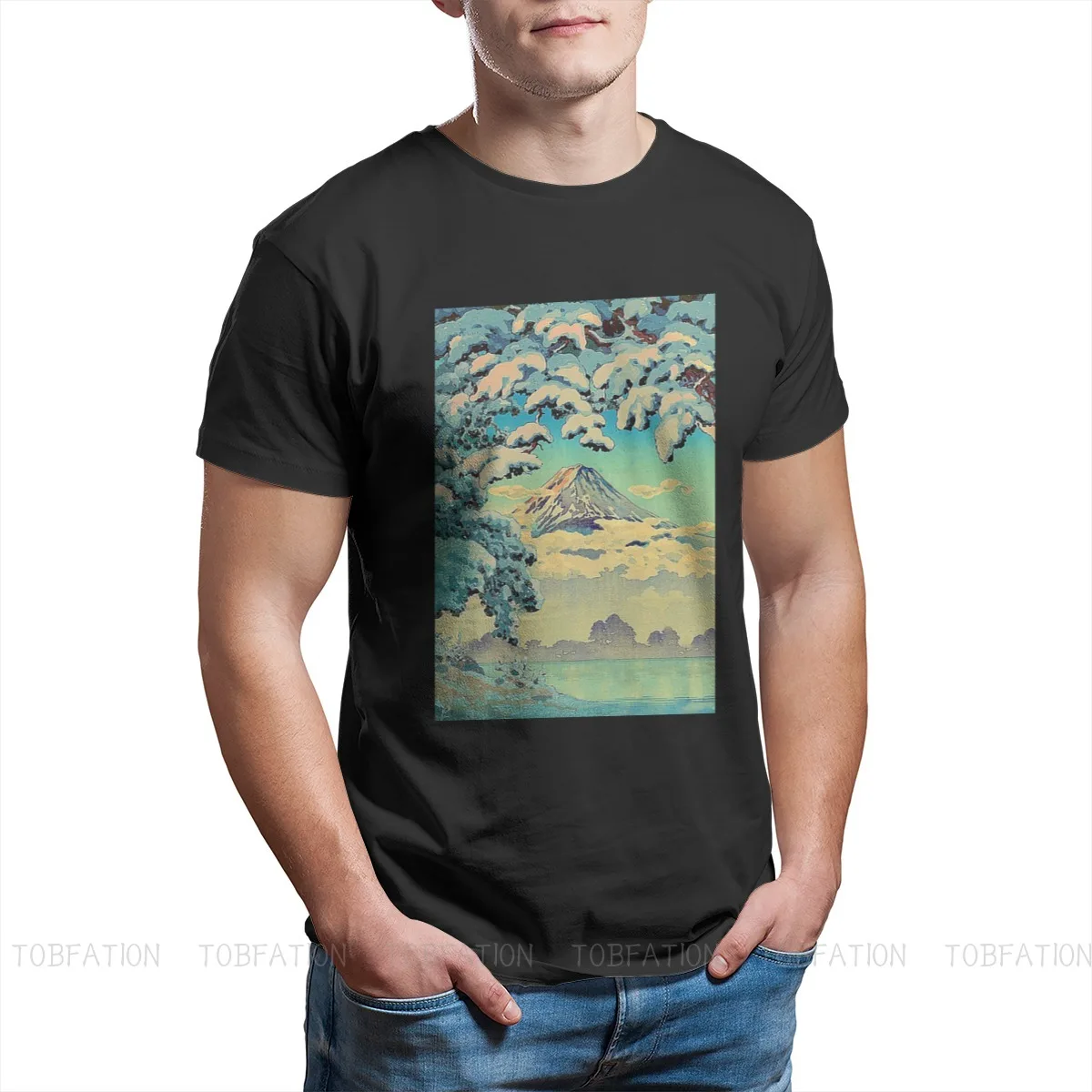 

Kehiin in the Snow Casual Streetwear Ukiyo-e Japanese Art Woodblock Prints Hokusai Homme Pure Cotton Short Sleeve T-shirt