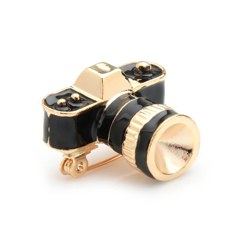 

Wuli&baby Black White SLR Camera Brooches Women Personal Style Enamel Brooch Pins Gifts