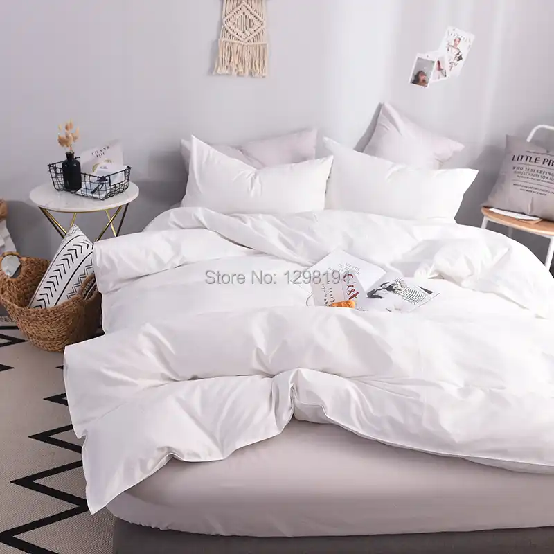600 Iplik Sayisi Pamuk Nevresim Yorgan Basit Tarz Yatak Takimi Fermuarli Ve Kose Baglari Duz Kati Renk Kralice Kral E N E N E N E N E N E N E N E N E N E Tam Duvet Cover Aliexpress