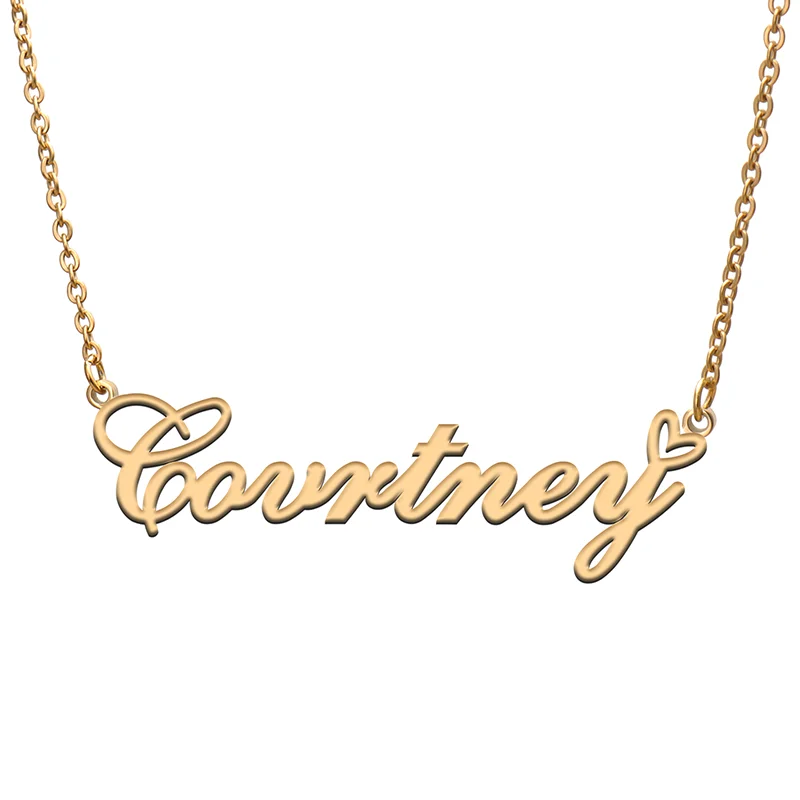 

Courtney Name Tag Necklace Personalized Pendant Jewelry Gifts for Mom Daughter Girl Friend Birthday Christmas Party Present