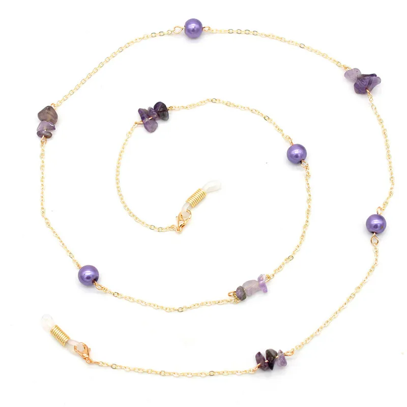 Purple Pearl Stone Beads Link Chain Sunglasses Chains Women Reading Glasses Cord Holder Neck Strap Rope for Eyewear Accessories