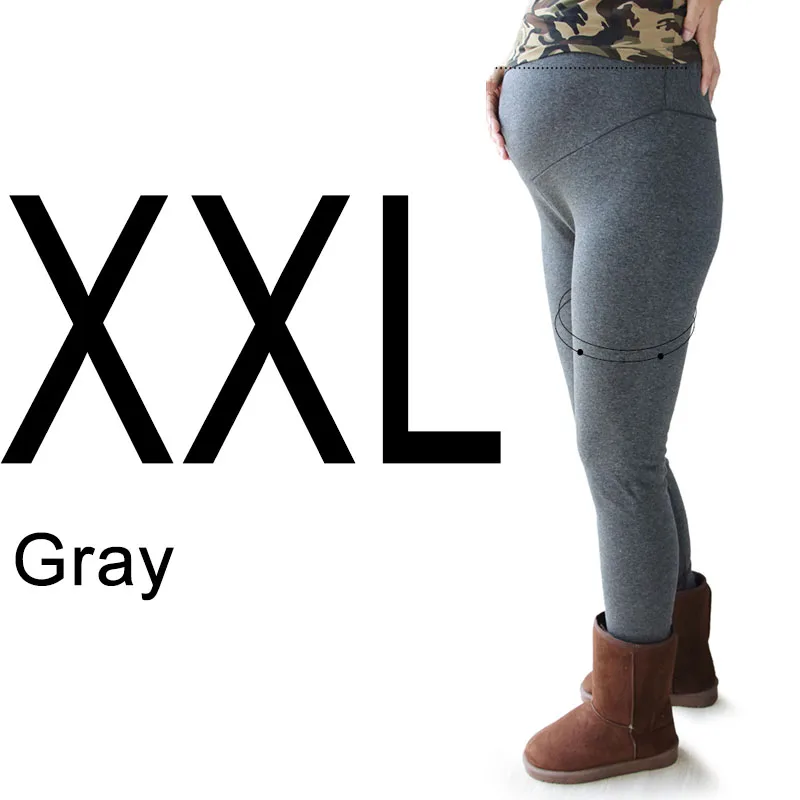 Gray XXL Горячая Распродажа, универсальные зимние Леггинсы для беременных, хорошее качество, хлопковые плотные бархатные теплые Леггинсы для беременных женщин - Цвет: Gray XXL