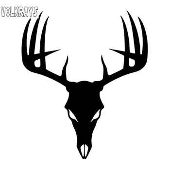 

Volkrays Creative Car Sticker Buck Skull Hunting Deer Hunter Antlers Accessoriess Reflective PVC Decal Black/Silver,16cm*14cm