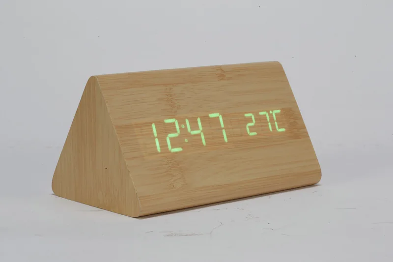 Creative LED Mute with Numbers Alarm Clock Night Light Voice Multi-functional Wood Clock Smart Dual Display Electronic Clock Who