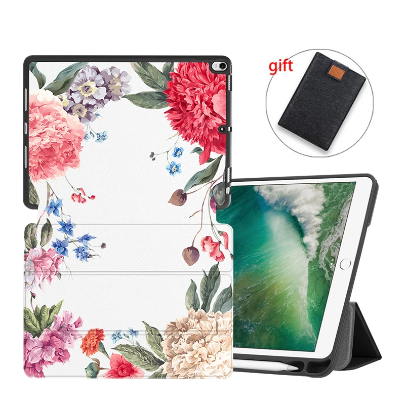МТТ цветочный Чехол для iPad Pro 10,5 воздуха 3rd Gen 10,5 дюймов Мягкий ТПУ чехол-накладка из искусственной кожи с откидной крышкой с функцией подставки умной держатель для карандашей - Цвет: IPBC14