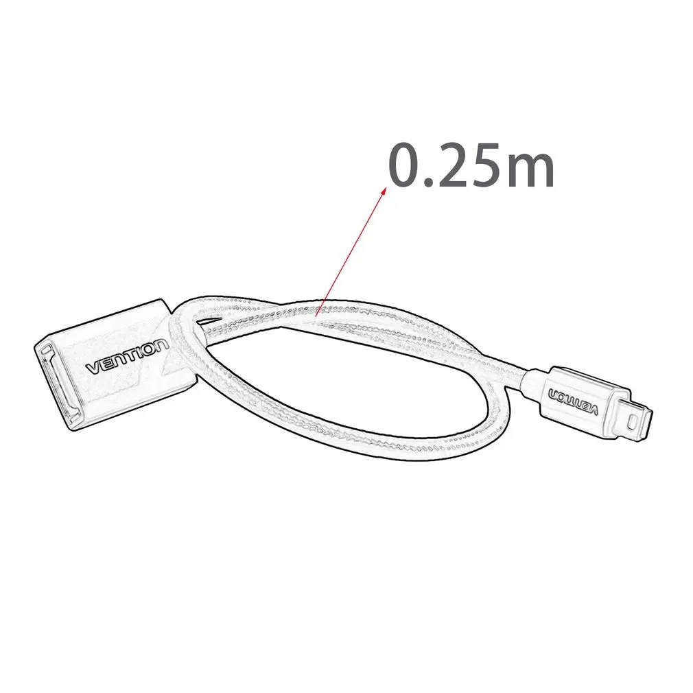Vention высокоскоростной передачи мини USB2.0 OTG кабель OTG адаптер для камер U диск чтения карт MP4 0,25 м
