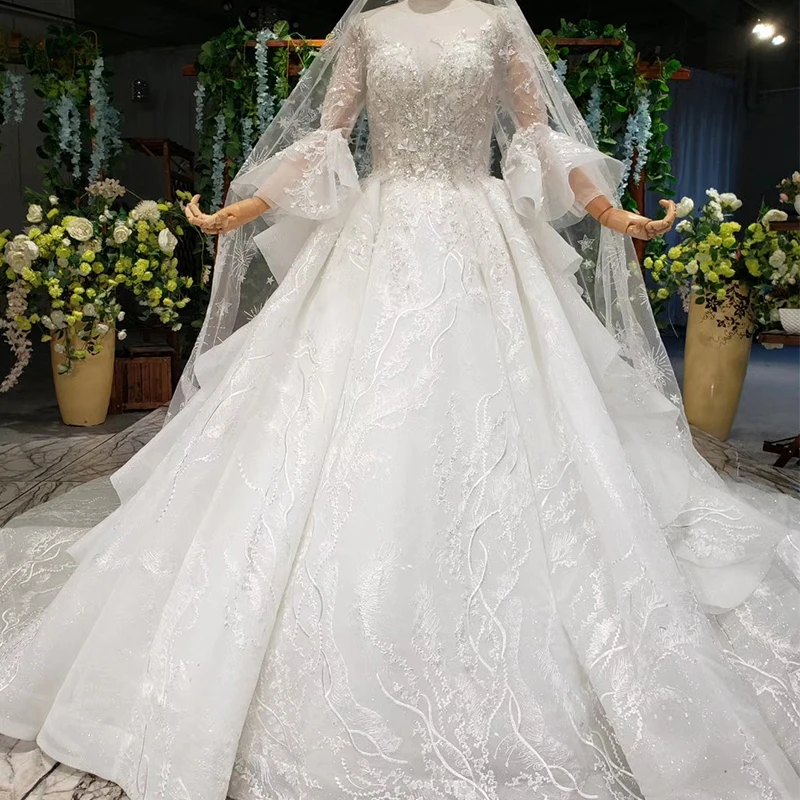 Vestidos De Novia, арабское роскошное свадебное платье с бисером, 3/4 рукава, Цветочная аппликация, свадебные платья, Robe De Mariee