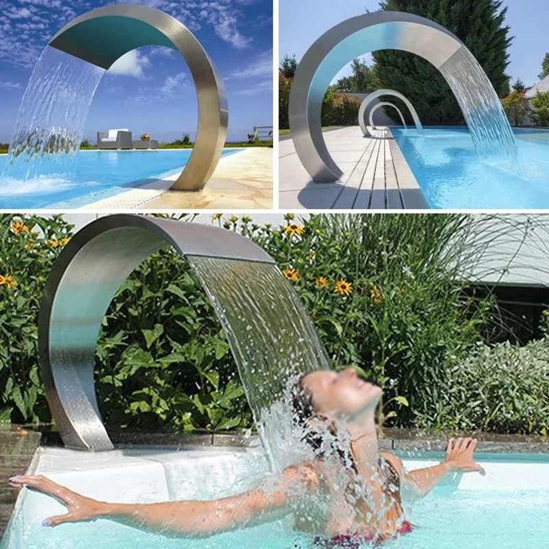

Stainless Steel Waterfall Faucet, Decorative Hardware Faucet Water Fountain Pond, Swimming Feature Garden Pool Waterfall 60x30cm