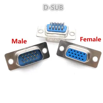 

10pcs DB15 3Rows Parallel Port 15 Pin D Sub Female/Male 15 Way Wire Solder Connector DB15 Socket Plug VGA Adapter Shell Cover