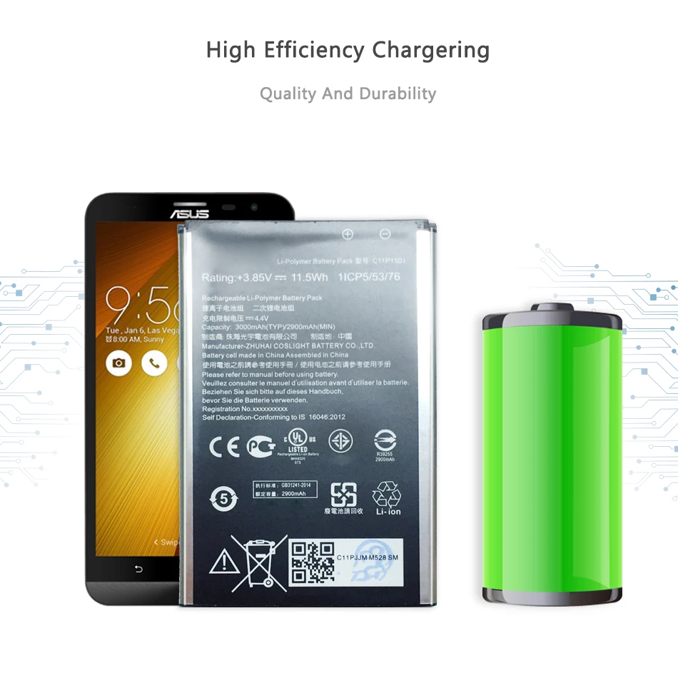 C11P1501 Мобильный телефон батарея для Asus ZenFone 2 Laser ZE550KL ZE601KL ZE551KL Замена батареи 3000 мАч