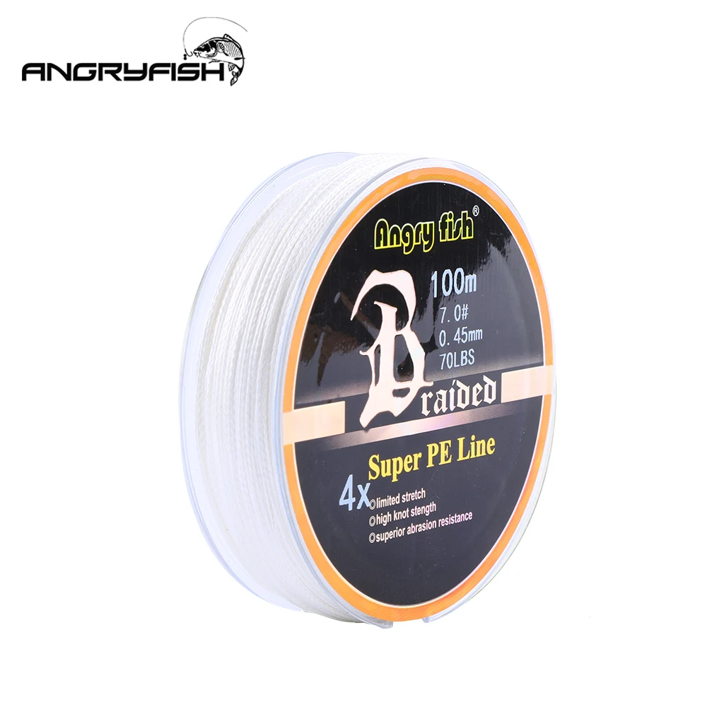 Angryfish Wear resistant 100m 4 Strands Braided Fishing Line 11 Colors Super PE Line Strong Strength Fish