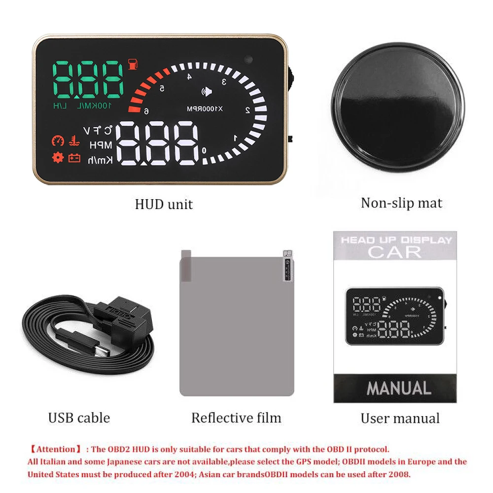 X6 3," Hud OBD2 дисплей на голову интерфейс OBDII Speedo сигнал о превышении скорости напряжения лобовое стекло проектор дисплей на голову горячая распродажа
