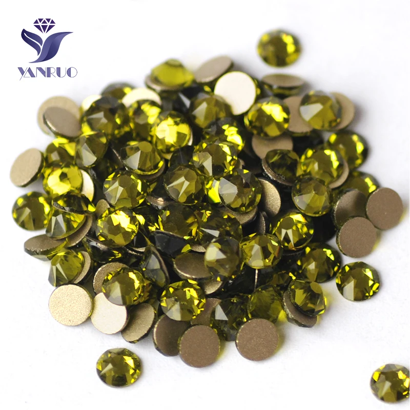 YANRUO 2088NoHF All Sizes Olivine Flat Back Non Hotfix Strass DIY Glass Crystal Rhinestones Cold Fixation Stick On Nails | Дом и сад