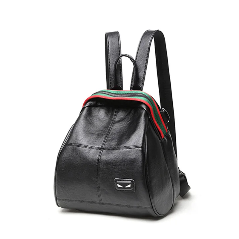 

Fashion Black Backpack Women 2020 New Ladies Korean Trendy Casual Stitching Travel Bag Woman Zipper Soft Leather Shoulder Bags