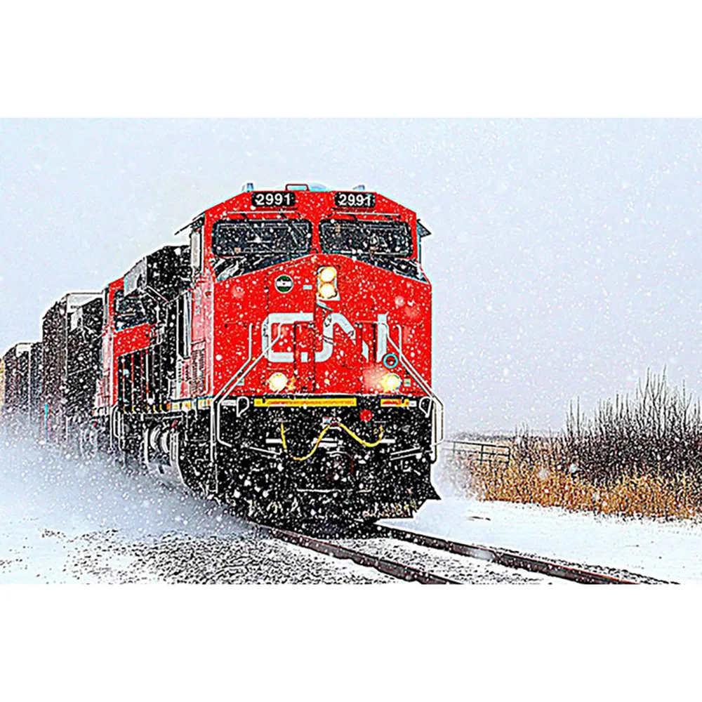 

Snow Landscape Train DIFull Square/round Drill Diamond Paintings Cross Stitch Picture 5d Embroidery Mosaic Bedroom Decor Gift