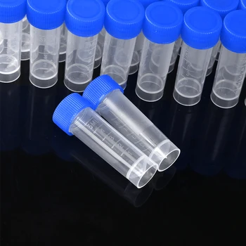 

50Pc 5ml Plastic Test Tube Graduated Vial Tube Small Test Sample Bottles Tubes Container with Caps Office Lab Experiment Supplie