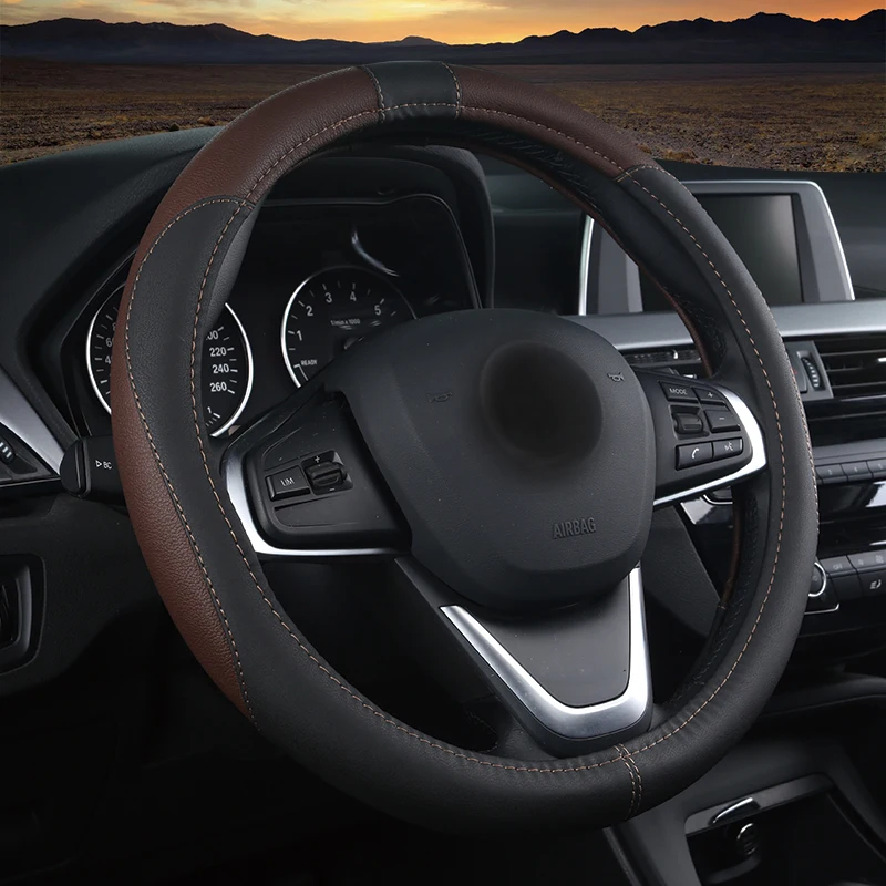 

WLMWL Leather Car Steering Wheel Cover For Geely all models Emgrand EC7 X7 FE1 car accessorie Car-Styling steering wheel cover