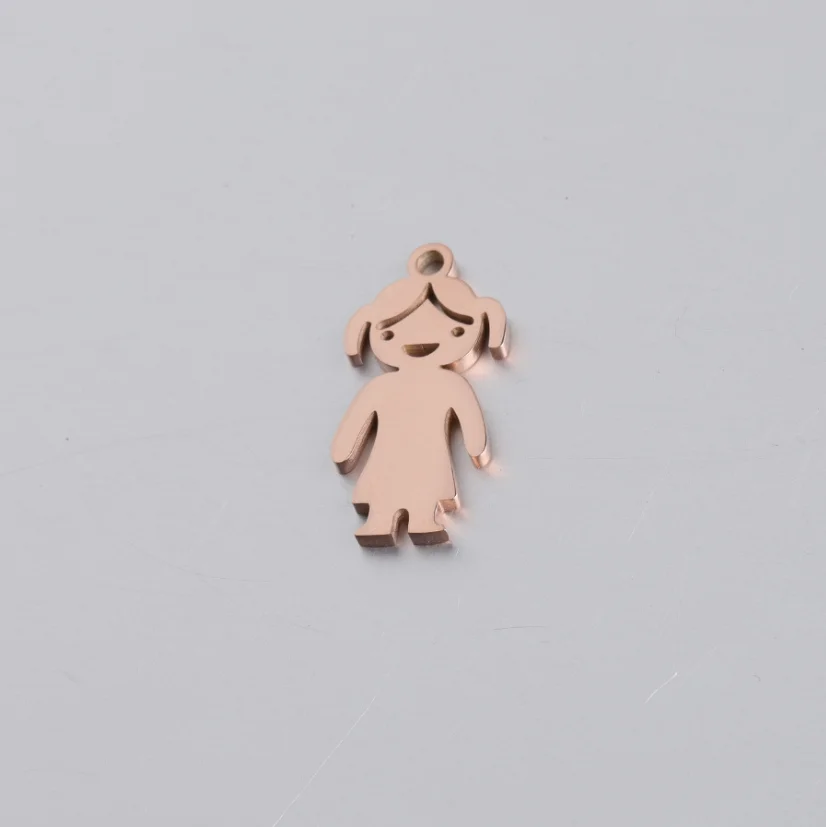 25Pcs/Lot  Mirror Polish Stainless Steel Boy And Girls Charm for Making Necklace Bracelet Jewelry