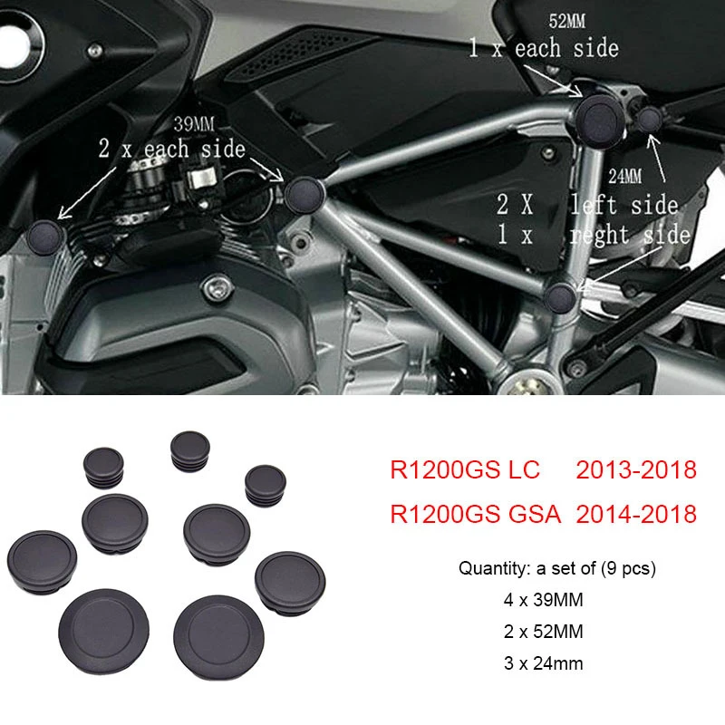 Набор заглушек для рамы 9 шт. для R1200Gs Lc Adventure Adv R1200Gs Lc рамка с отверстием для украшения заглушек