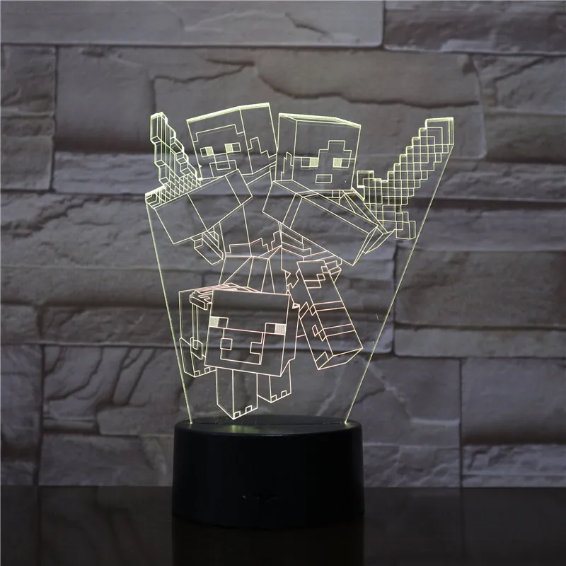 

Robert Character Minecraft Game Surrounding Prototype Plug in Lamp 3D LED Light 7 Colors Changing USB Touch Dropshipping 2879