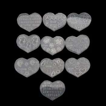 

10Pcs Mini Nail Art Silicone Mold Cat Bear Flower Letter Resin Mold Jewelry Tool