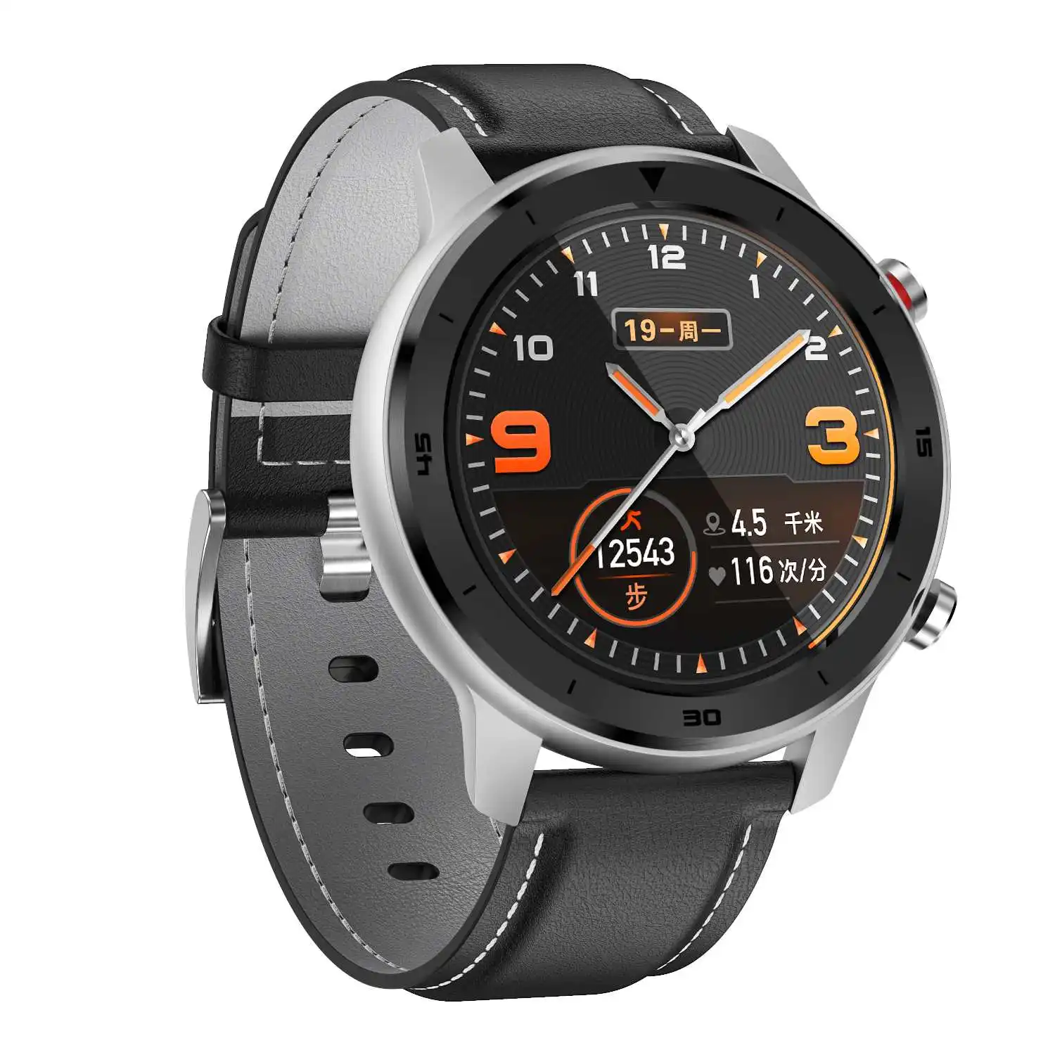 Black Silver Leather Смарт-часы DT78, мужские, кровяное давление, водонепроницаемые,, Смарт-часы, Ip68, фитнес-трекер, трекер сердечного ритма для телефонов на базе Android Ios - Цвет: Black Silver Leather