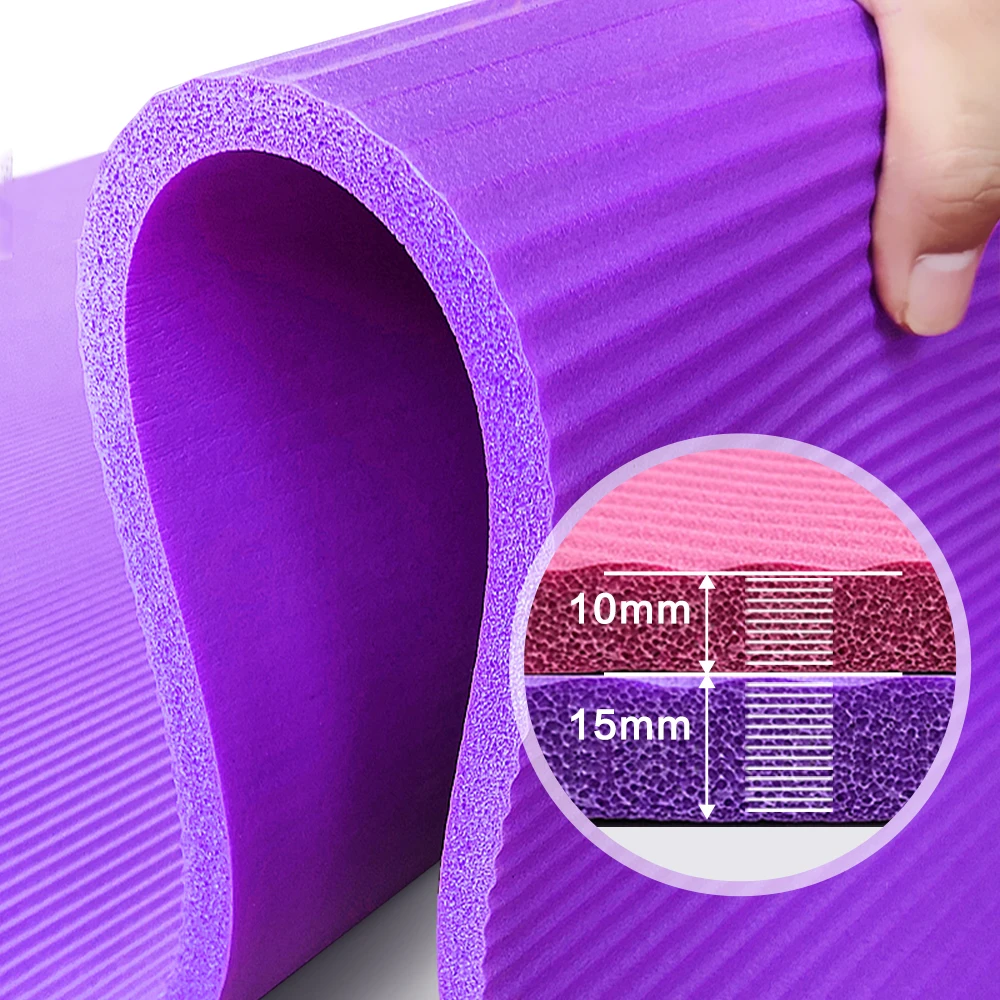 Non Slip Exercise & Fitness Mats with Carrying Strap, 180*60*1cm Thick Yoga Mat 