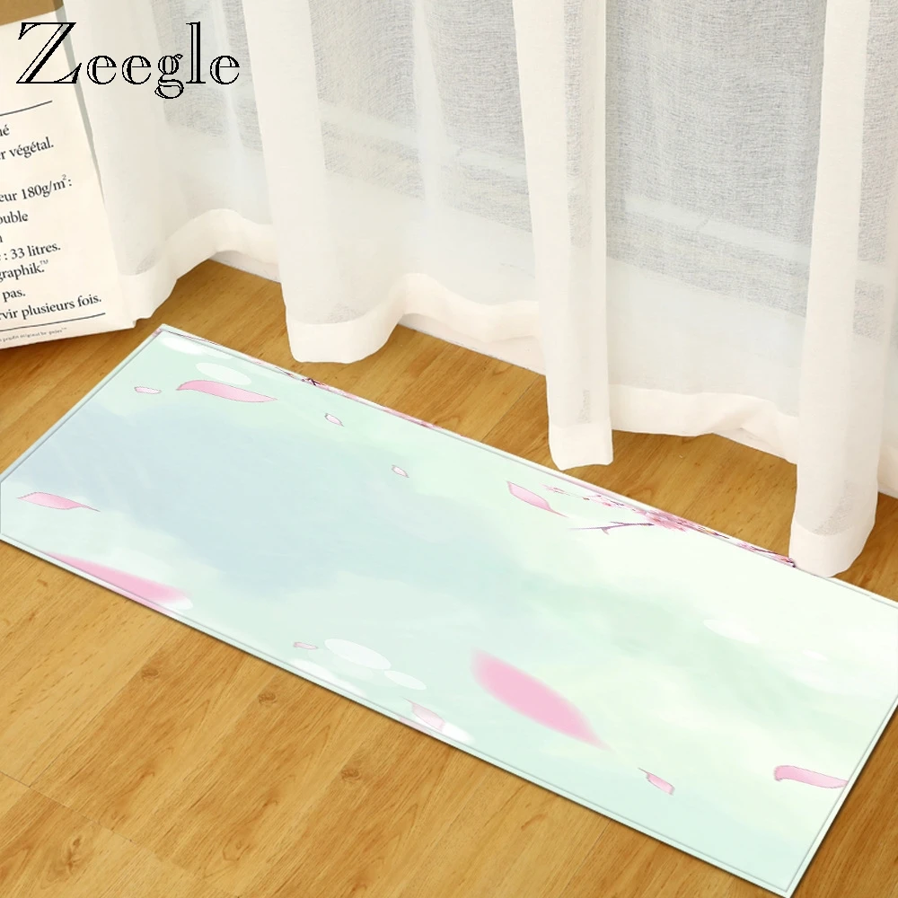 Zeegle Flannel Kitchen Carpet Rectangle Floor Mat for Living Room Bathroom Rug Hallway Soft Rug Polyester Non Slip Floor Mat