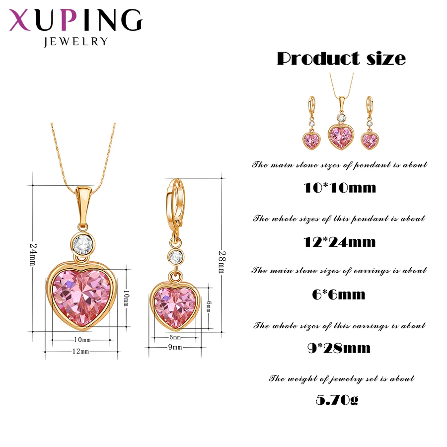 Xuping Fashion Heart Shaped Set for Women Charms Style High Quality Imitation Jewelry Sets for Party Gifts S84-64589 - Image 2