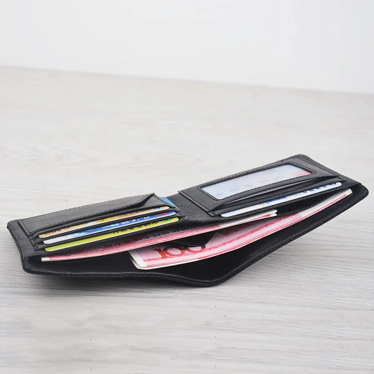 

Men Genuine Leather Short Wallet Import Full-grain Leather Cross Wallet Retro Simple Wallet Leather Wallet