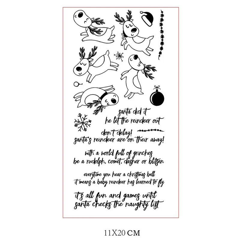 Animal Christmas Reindeer Clear Stamps for Scrapbooking Card Making Silicone Craft Stamps Transparent