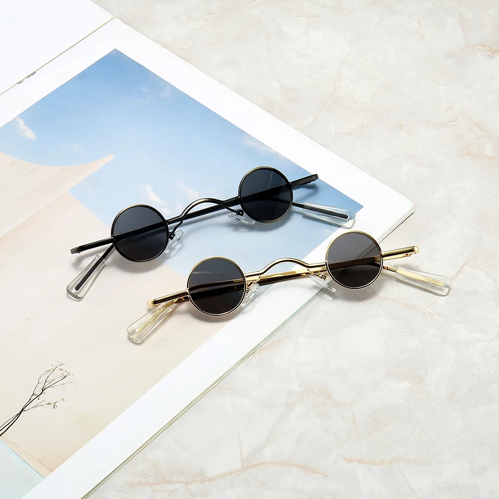 New Fashion Retro Mini Lens Sunglasses Round Men Women Metal Frame Gold Black Red Sun Glasses
