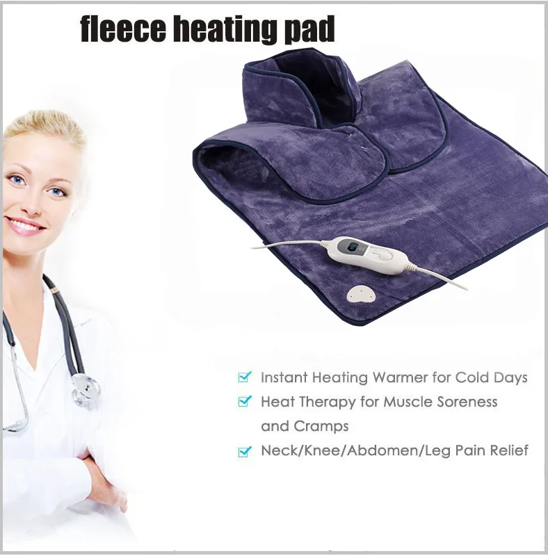 Bellavie 220V EU Plug Extra Large Size 60*90cm Microplush Electric Heating Pad Wrap Back and shoulder Pain Relief Heat Therapy