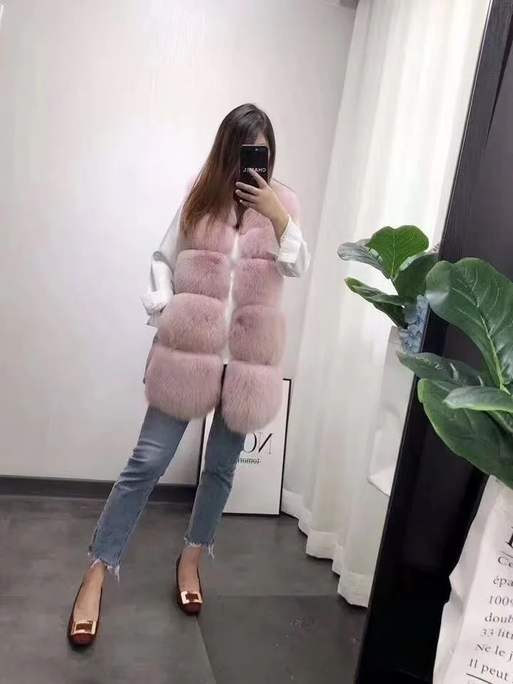 ZDFURS*Real Fox Fur Vest Women with Duck Down Natural Fur Waistcoat Full Pelt Winter Outwear