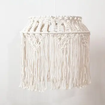

Hand-knitted Woven Lampshade Macrame Tapestry Tassel Hanging Lamp Decoration