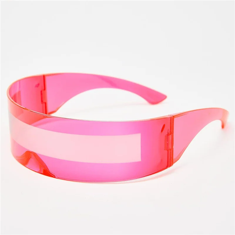 YOOSKE Future wrap Around Goggle Солнцезащитные очки для женщин и мужчин странные Сиамские модные очки для Хэллоуина вечерние украшения - Цвет линз: Розовый