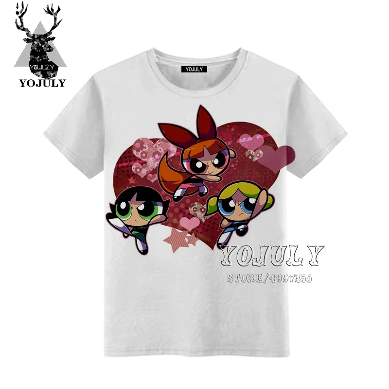 YOJULY The Powerpuff/детская одежда с 3D-принтом для маленьких девочек и мальчиков детская футболка Лидер продаж, модная одежда с круглым вырезом, A470