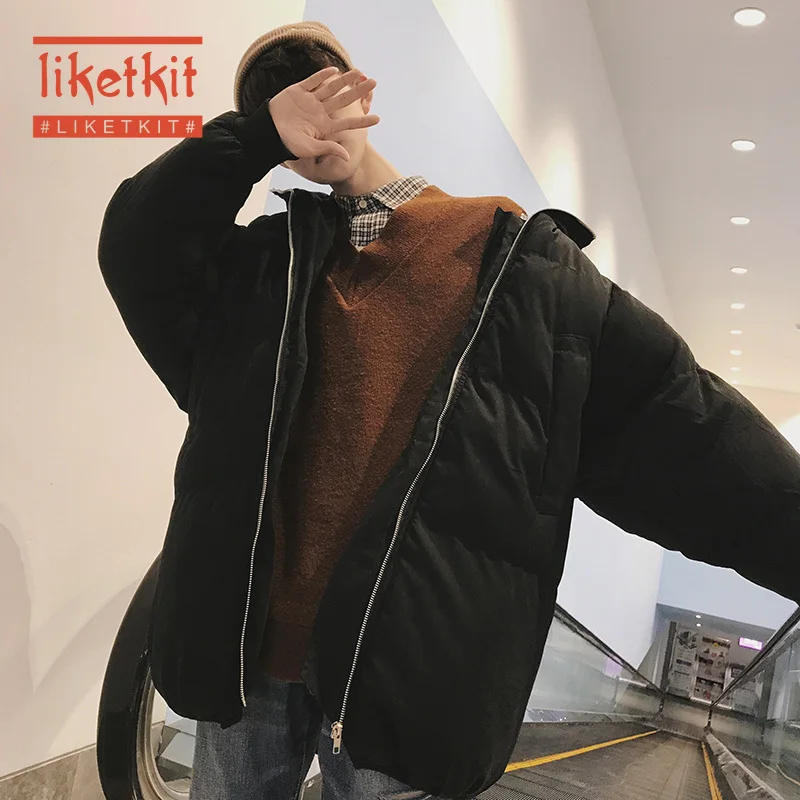 Liketkit мужские зимние куртки с капюшоном мужские одноцветные свободные толстые теплые парки мужские большие Пузырьковые хлопковые стеганые ветровки