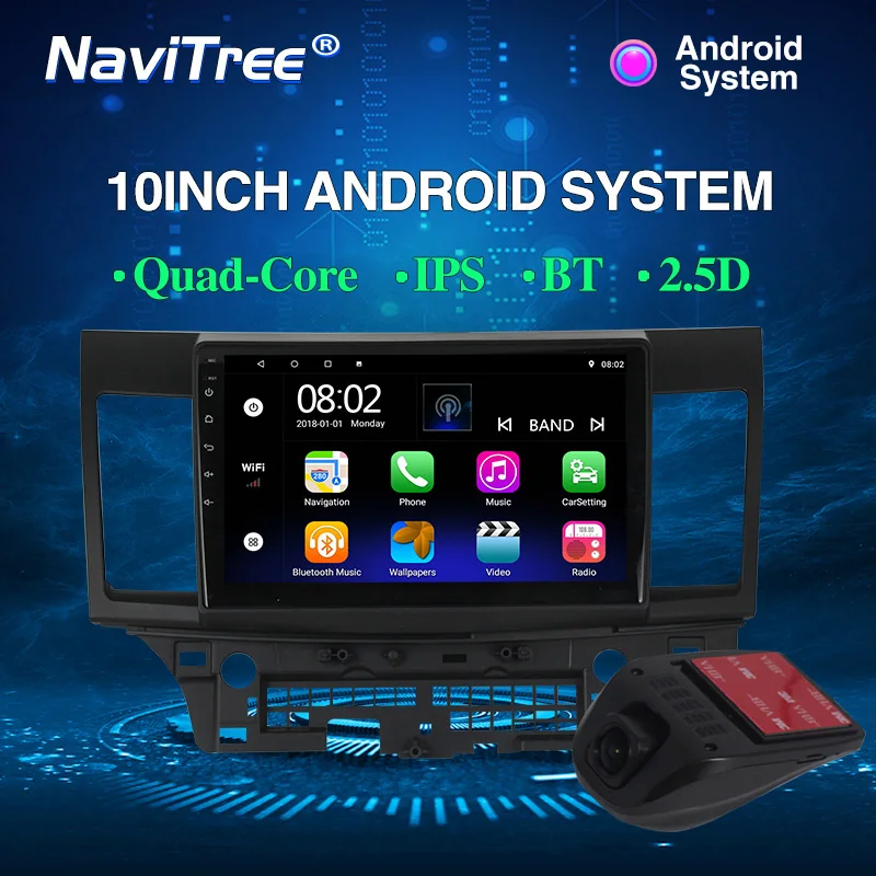 DVD DVR NaviTree 10 дюймов ips 2.5D T3 Android 9,0 автомобильный радио мультимедиа для Mitsubishi lancer 2007-2012 SWC wifi USB видео выход bluetooth - Цвет: DVD DVR