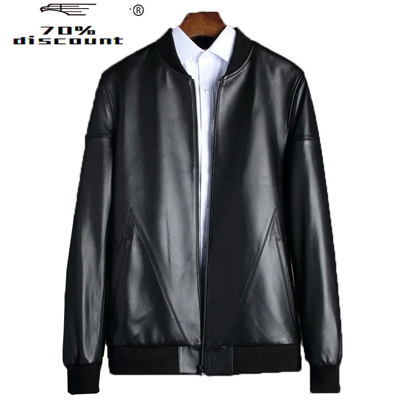 

2020 Genuine Leather Jacket Men Spring Plus Size Real Sheepskin Coat for Men Bomber Jacket Leather Coats 28006 KJ2222