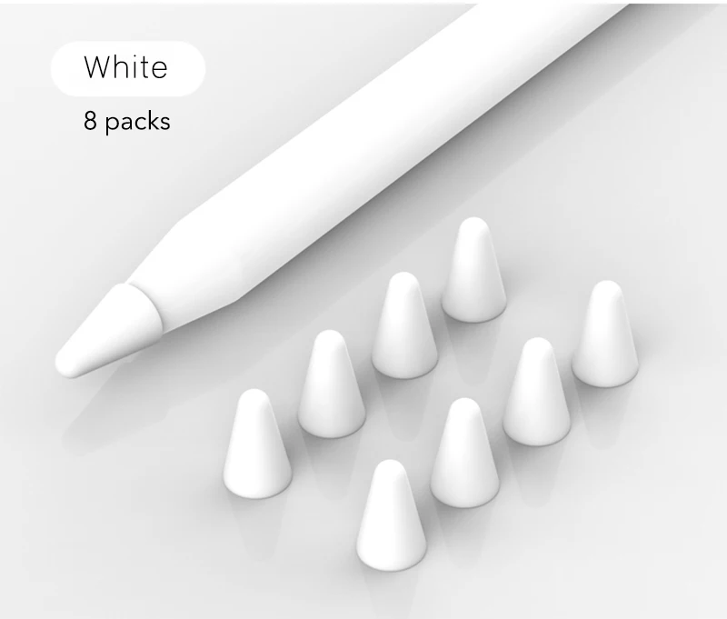 White 8 шт. для Apple, колпачок для наконечника, защитный чехол для планшета, ТПУ, мягкое перо, крышка, хорошо совместима с Apple Pencil 1nd 2nd - Цвета: White