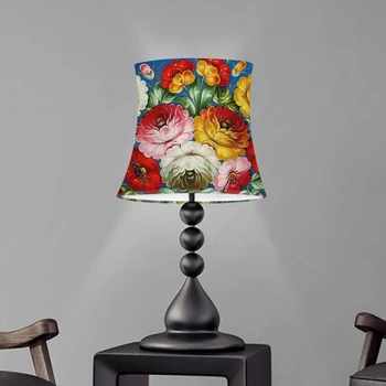 

Cylinder Shape Light Shade Russian Style Lamp Shade Colorful Floral Prints Table Lamp Lampshade Decor for Modern Wall Lamp