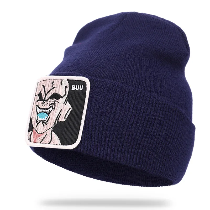 Новинка Осень Зима японский аниме мультфильм вышивка Dragon Ball BUU вязаная шапка уличные шапочки для мужчин и женщин Skullies - Цвет: CDFMZ472 Navy