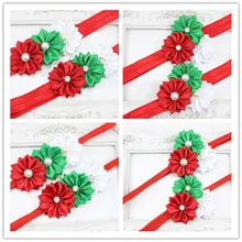 Рождественские красные и зеленые аксессуары для волос, толстая эластичная Женская повязка на голову с цветком, ретро детская лента для волос, AliExpress для волос