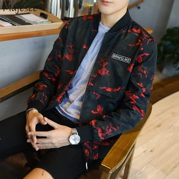 

Jacket Men Big Size Autumn Printing Clothes Harajuku Black Coat Mens Jackets and Coats Streetwear All Match Hip Hop Zipper Soft