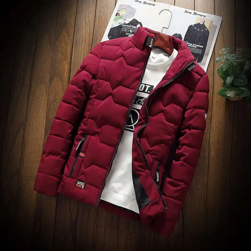 Модная мужская куртка, парка, Осень-зима, с хлопковой подкладкой, толстое теплое повседневное пальто, Мужская однотонная ветровка, новинка, тонкая верхняя одежда 4XL - Цвет: ref
