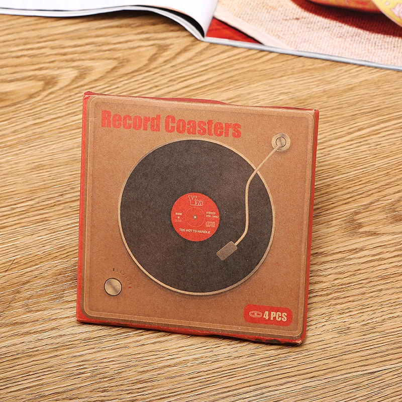 Новые 4 шт. Ретро CD подставки для записей столик для напитков круглый коврик под чашку кофе подставка для напитков домашний декор кухонные аксессуары
