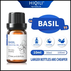 HIQILI 10ML Basil Essential Oils 100% Pure Natural Plant Aromatherapy Diffuser Oil Cloves Patchouli Lavender Mint Eucalyptus