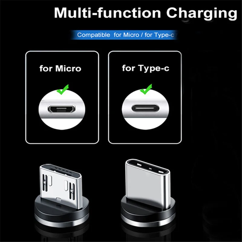 Магнитный кабель Micro USB Type C с поворотом на 360 градусов для Huawei honor 20 8C 8X 9X 10 Lite Pro Samsung